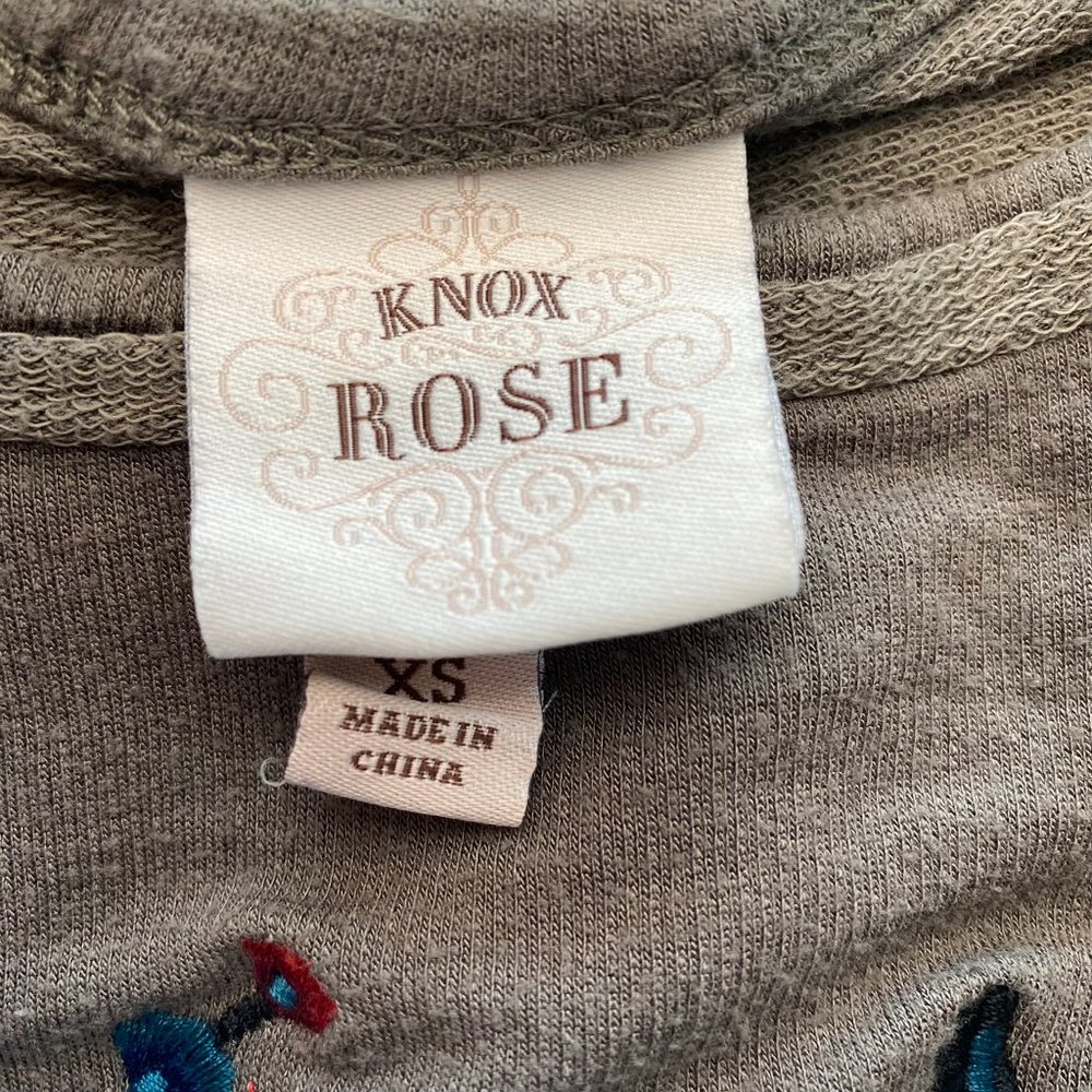 Knox Rose Green Embroidered Floral Long Sleeve Top Olive - Picture 4 of 7